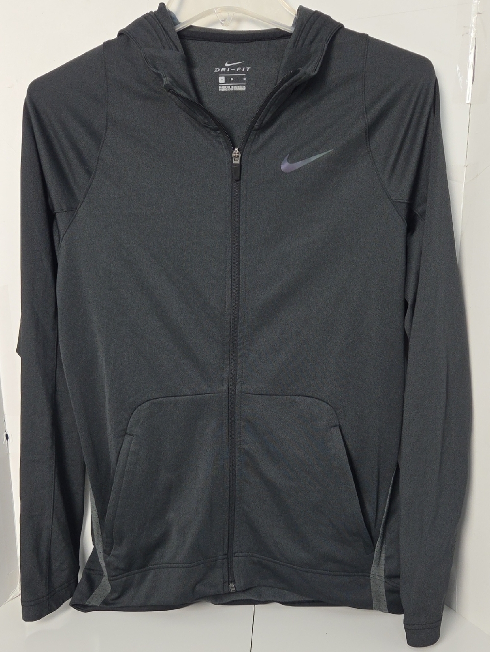 Nike Men’s Dri-fit Hyper Elite Charcoal Gray Full-Zip Hooded Jacket M